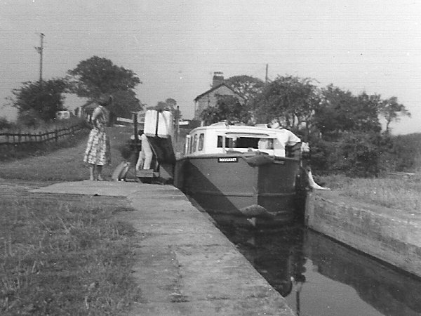 Margaret, the plywood cruiser on the Llangollen in 1963