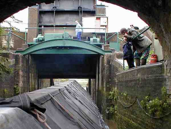 The outer gate almost fully open